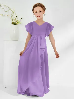 A-line Flutter Sleeves Junior Bridesmaid Dresses Tahiti