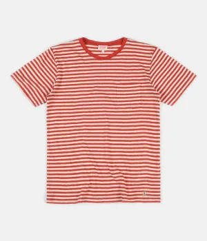 Armor Lux Heritage Striped Pocket T-Shirt - Orange Henna / Nature