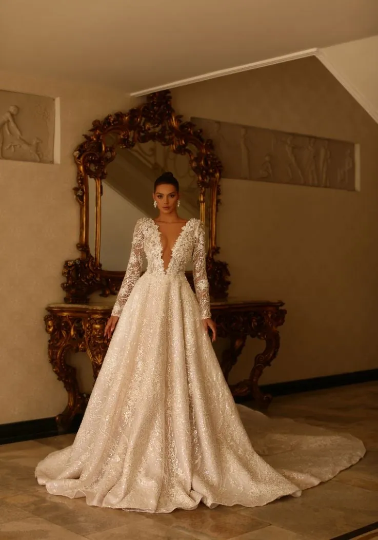 Ashlynn Elegant Long Sleeves White Evening Dress