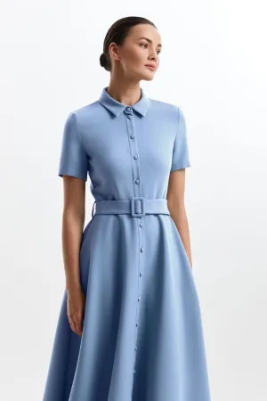Aspen Elegant High Neck Ligh Blue Evening Dress