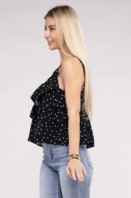 Black Polka Dot Casual Cami Top