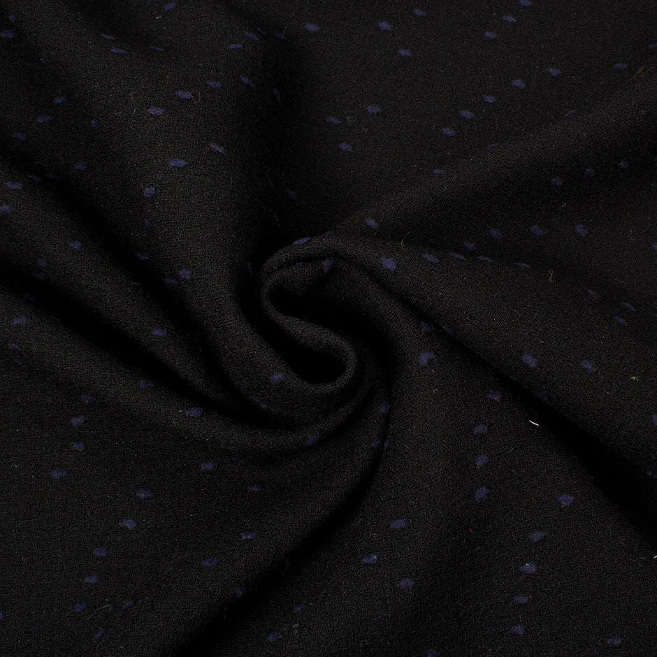 Blue Speckled Black Double Wool Crêpe (A 1.80m Piece)