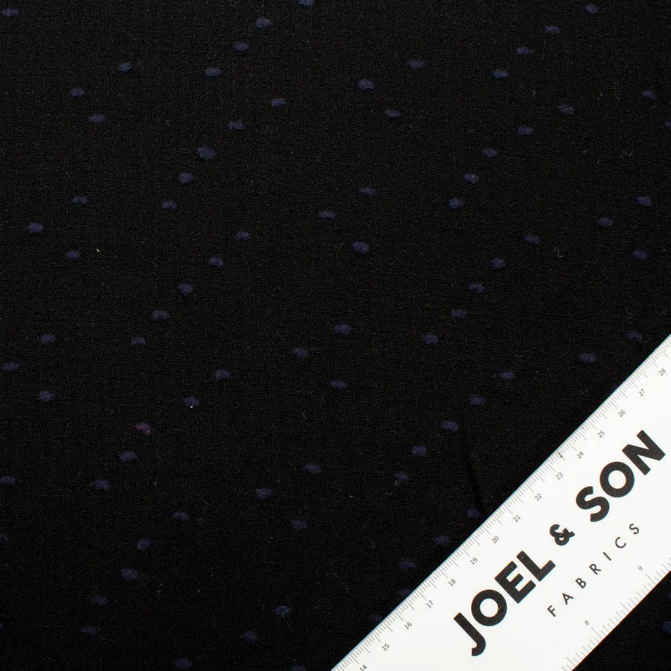 Blue Speckled Black Double Wool Crêpe (A 1.80m Piece)