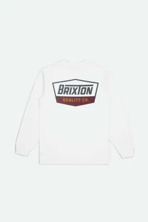 Brixton Regal L/S Standard T-Shirt - WHITE/CHARCOAL/MAHOGANY