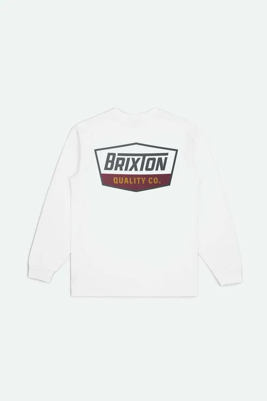 Brixton Regal L/S Standard T-Shirt - WHITE/CHARCOAL/MAHOGANY