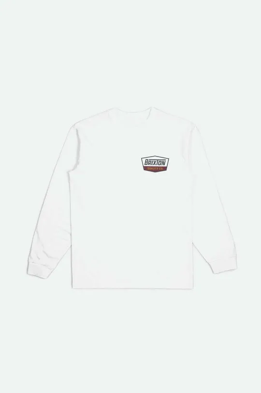 Brixton Regal L/S Standard T-Shirt - WHITE/CHARCOAL/MAHOGANY