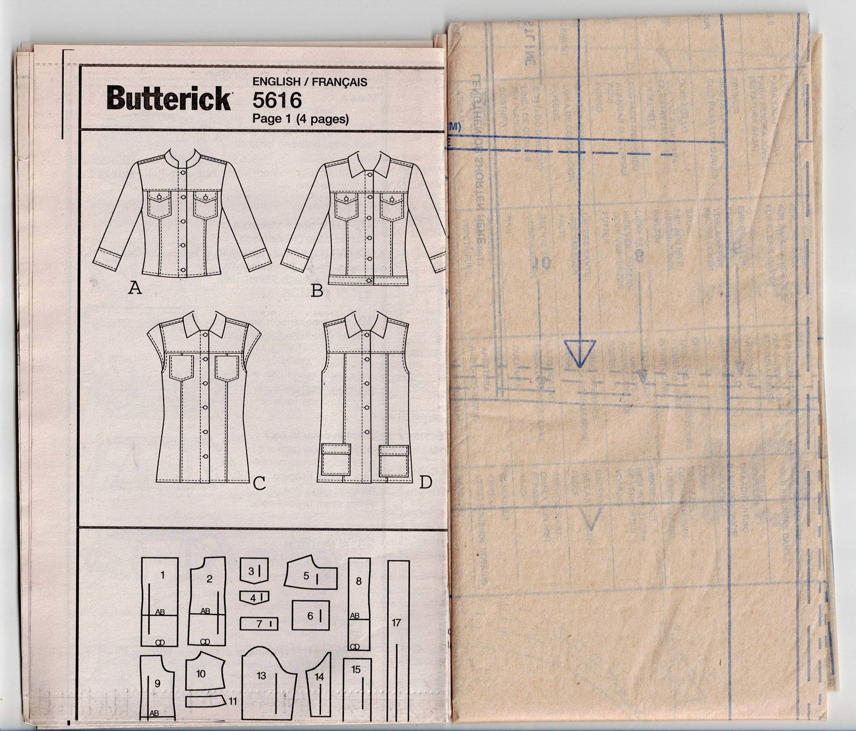 Butterick 5616 Womens Between Season Bomber Style Jackets Sewing Pattern Size 6 - 12 UNCUT Factory Folded