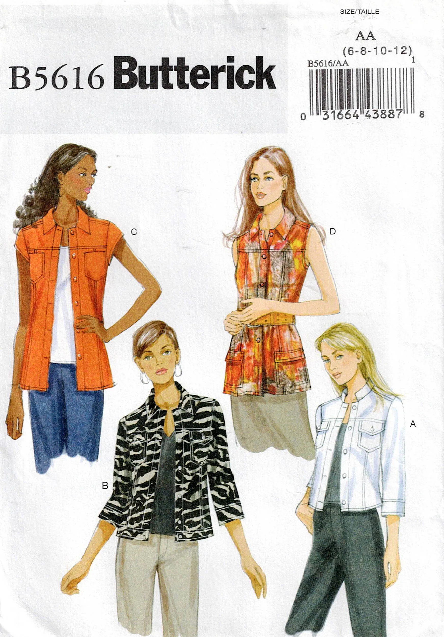Butterick 5616 Womens Between Season Bomber Style Jackets Sewing Pattern Size 6 - 12 UNCUT Factory Folded