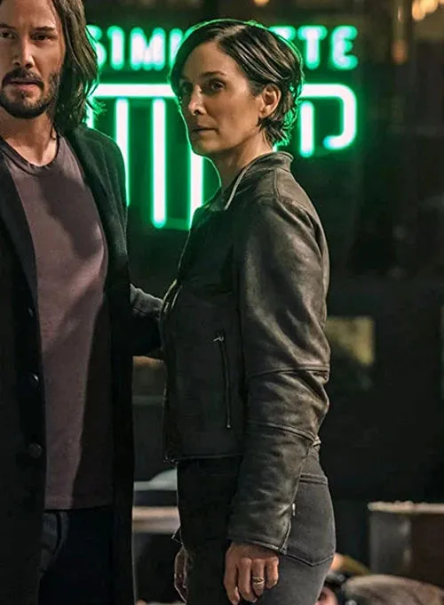 CARRIE ANNE MOSS LEATHER JACKET THE MATRIX RESURRECTIONS MOVIE JACKET