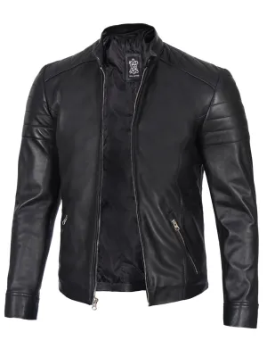 Carrie Men's Black Cafe Racer Real Leather Jacket