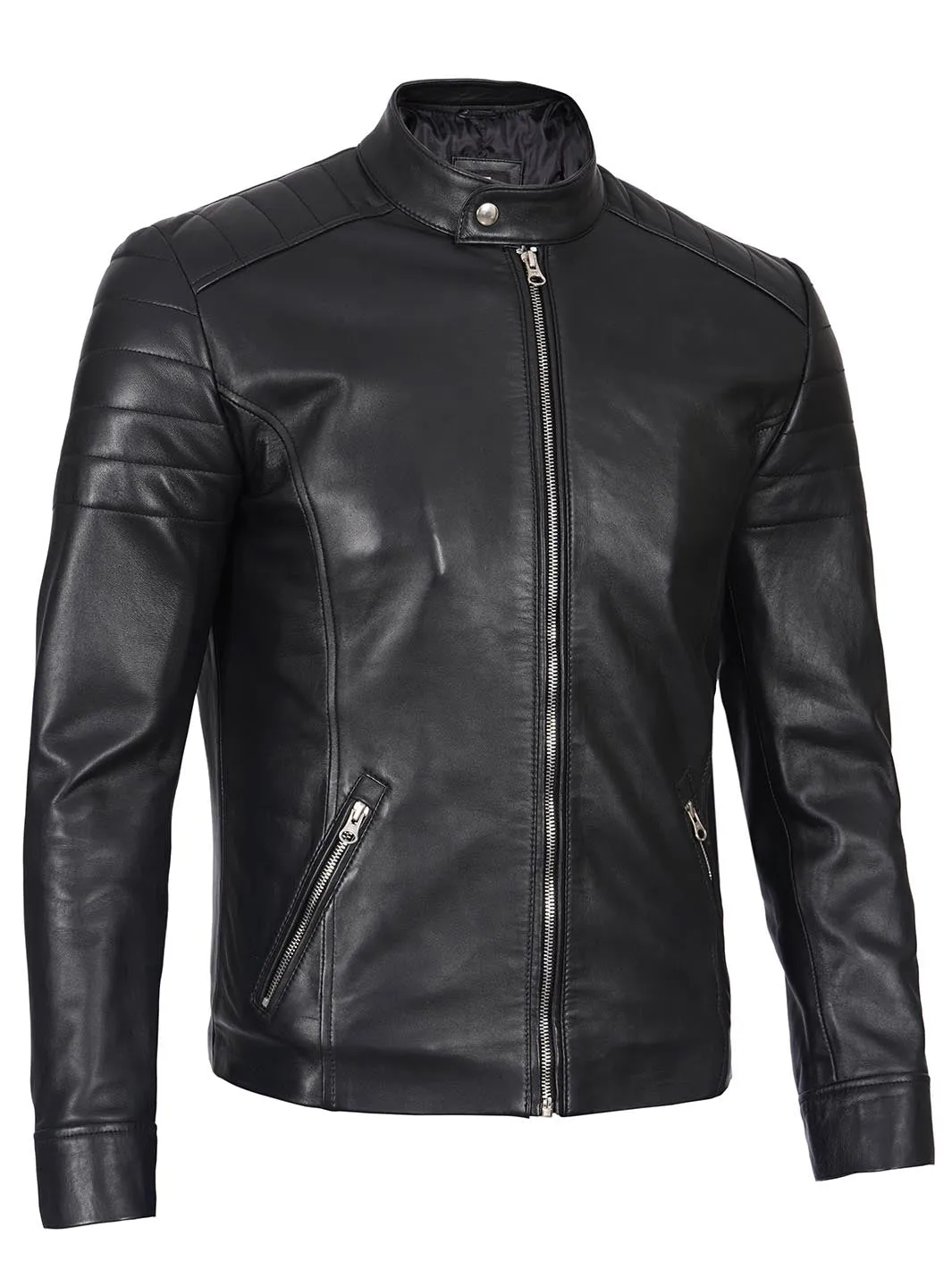 Carrie Men's Black Cafe Racer Real Leather Jacket