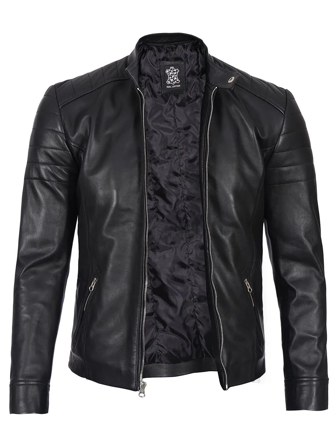 Carrie Men's Black Cafe Racer Real Leather Jacket