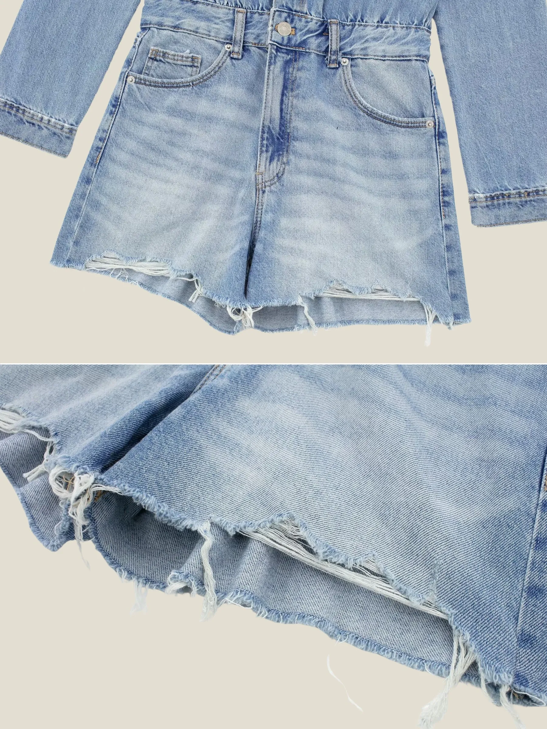Chioma Long Sleeve Denim Romper