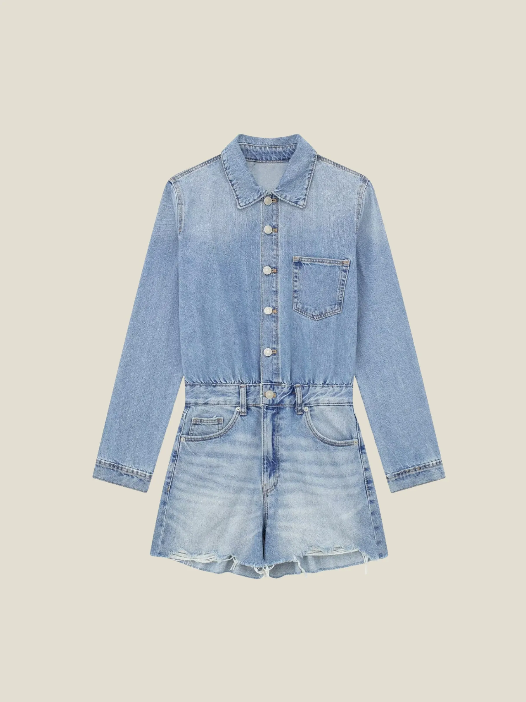 Chioma Long Sleeve Denim Romper