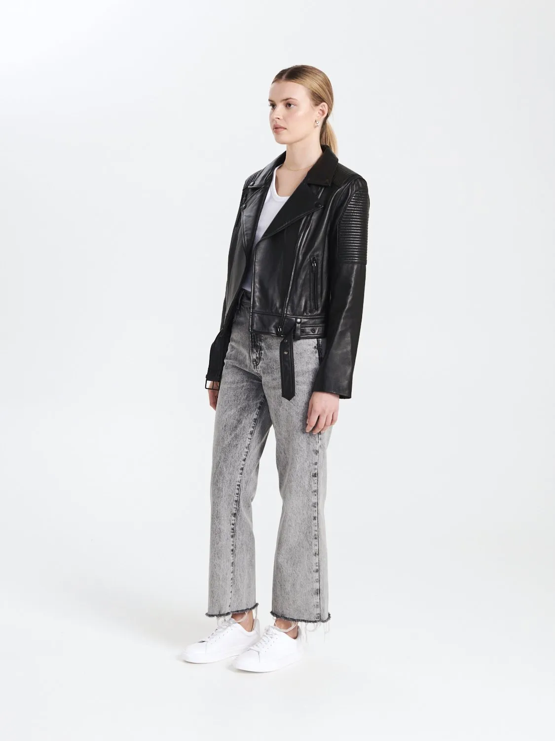 Classic Biker Jacket - Black/Black