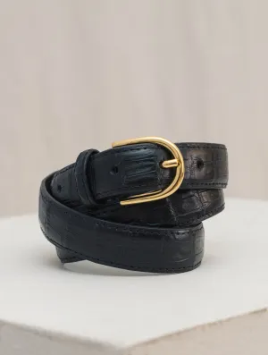 Crocodile Leather Belt Black