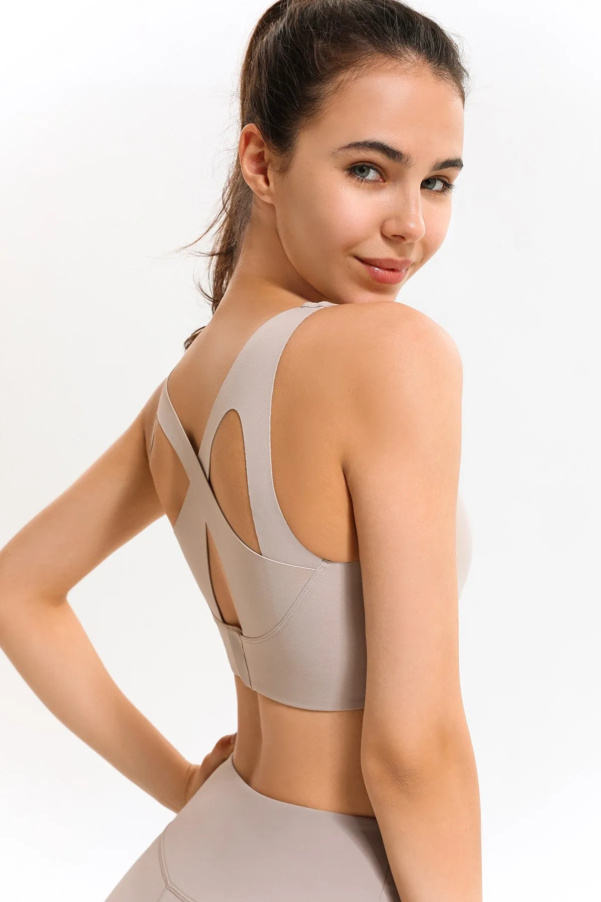Crossover Sports Bra with Adjustable Buckles