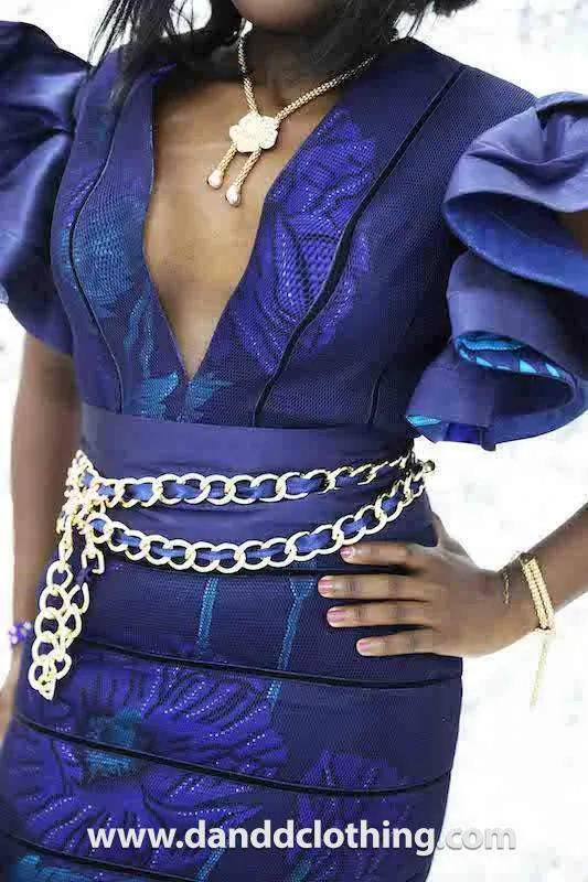 D&D Blue Dress With Gold Belt