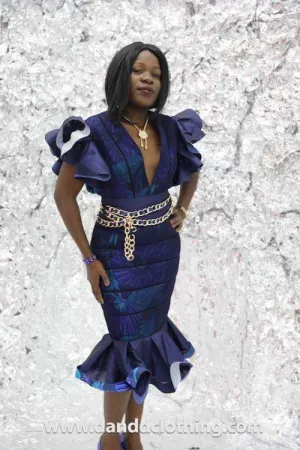 D&D Blue Dress With Gold Belt