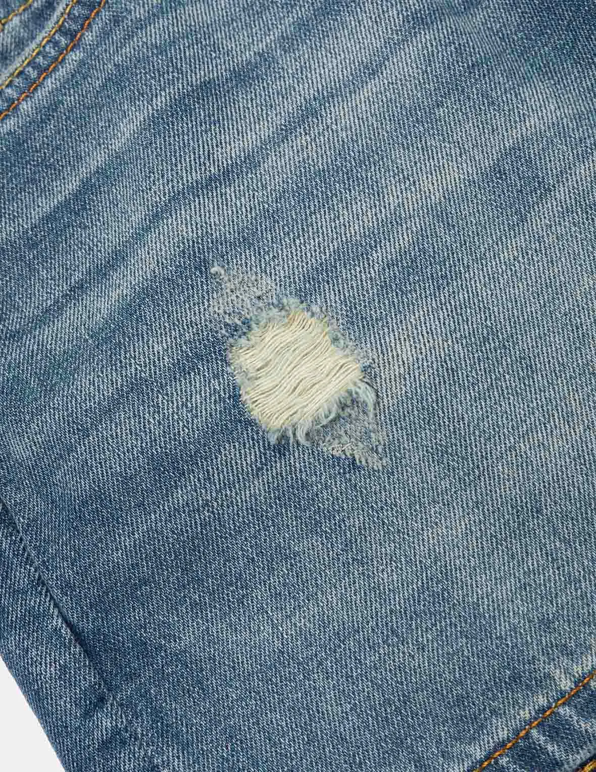 Deconstructed Seagull and Logo Applique Relax Fit Denim Shorts