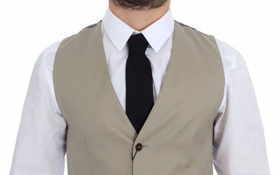 Dolce & Gabbana Elegant Beige Cotton Dress Vest