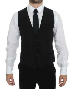 Dolce & Gabbana Elegant Black Wool Dress Vest