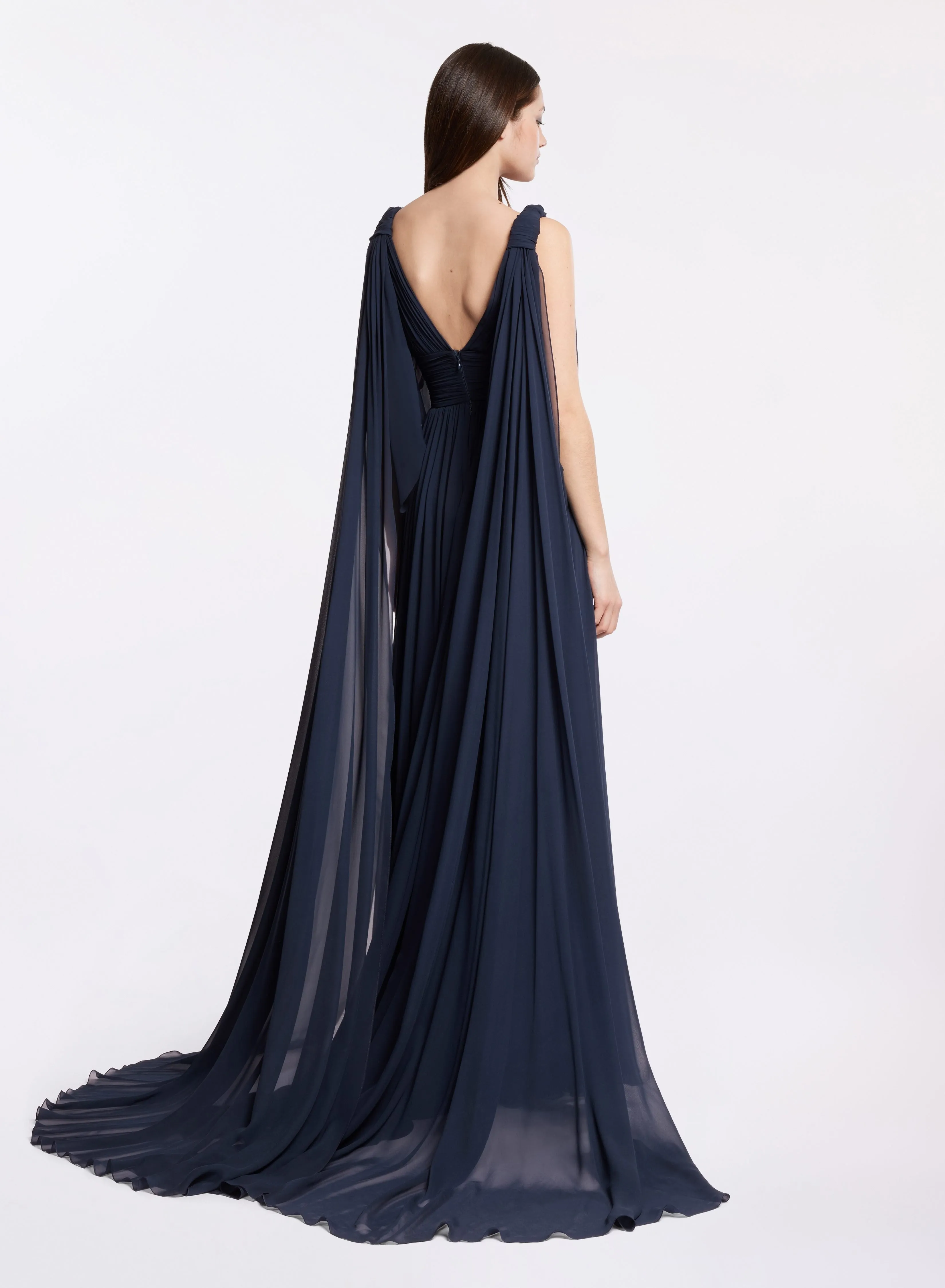 Draped Silk Long Dress