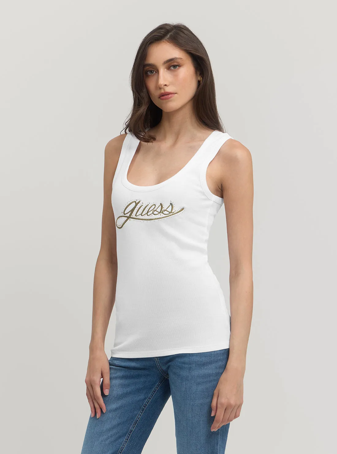 Eco White Logo Tank Top
