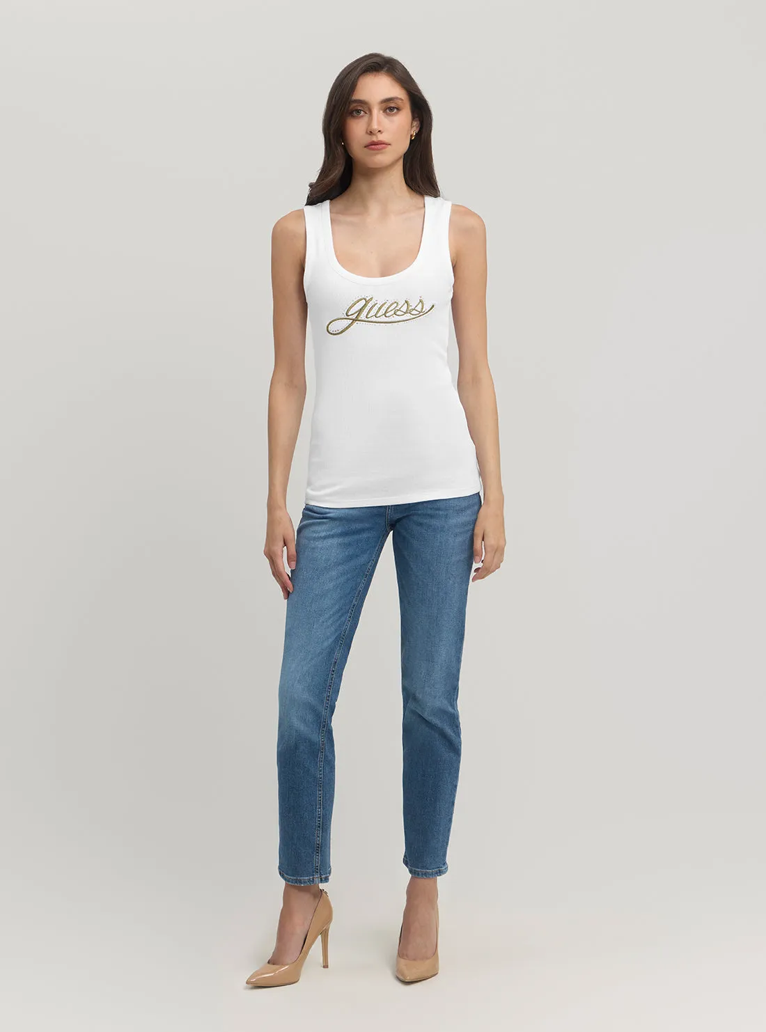 Eco White Logo Tank Top