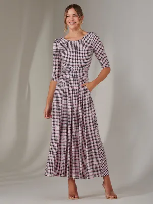 Enya 3/4 Sleeve Jersey Midaxi Dress, Pink Geo