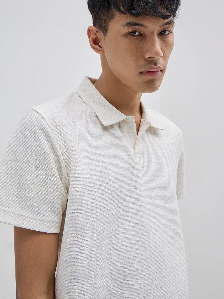 ETA White Relaxed-Fit Cotton Polo T-Shirt