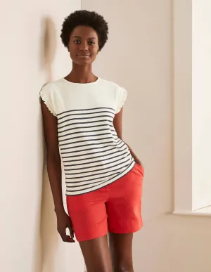 Faye Jersey Top-Ivory/ Navy