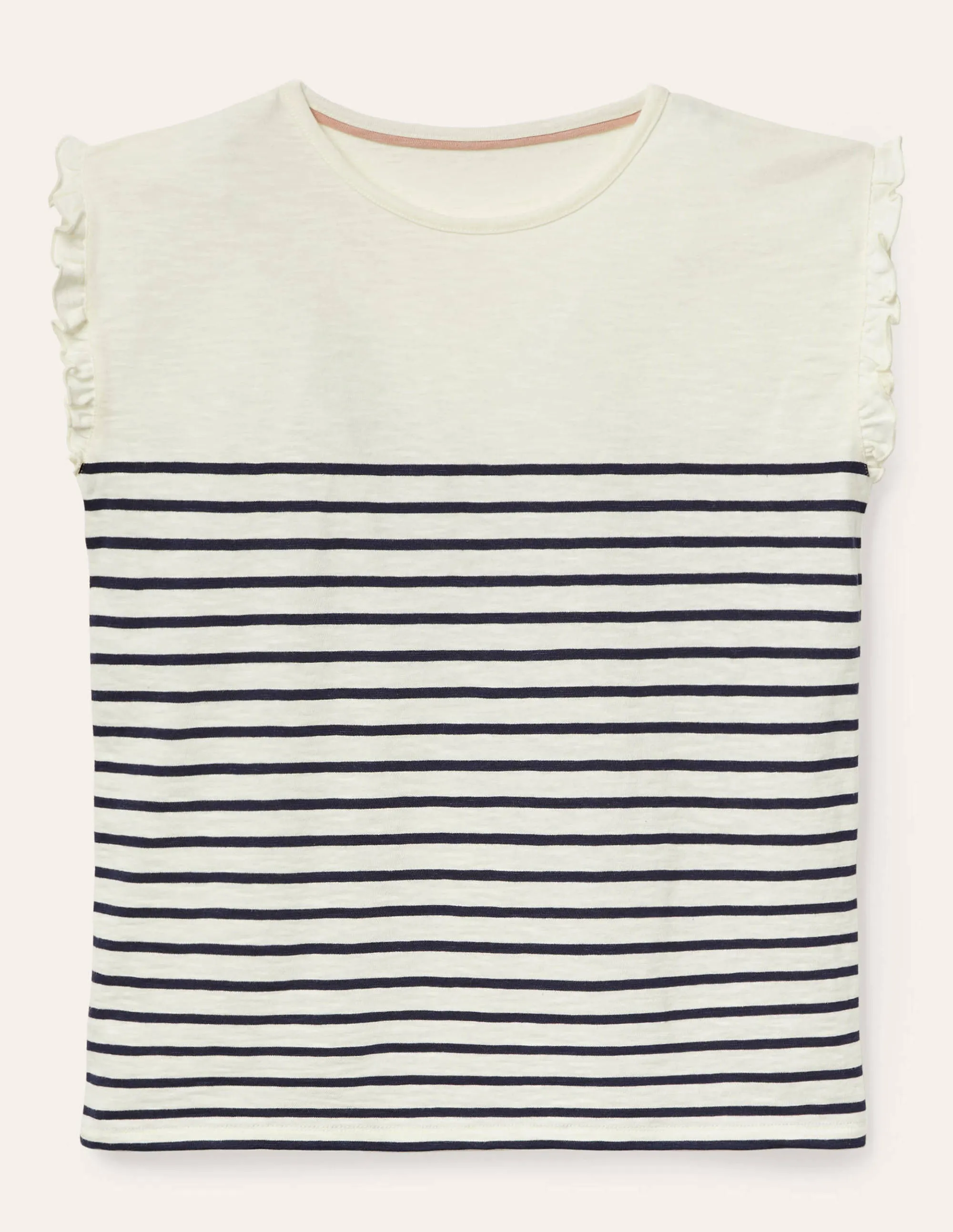 Faye Jersey Top-Ivory/ Navy