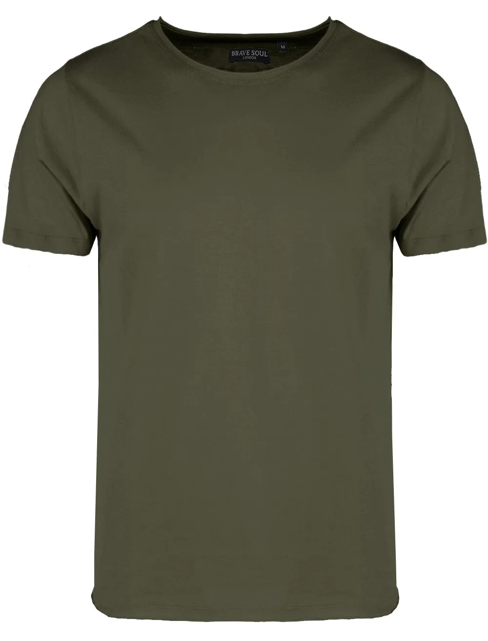 FresherB Raw Edge Crew Neck Basic T-shirt in Green