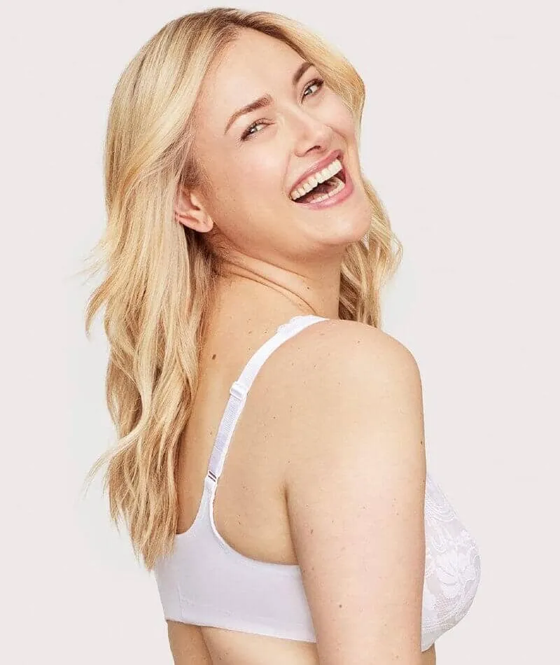Glamorise WonderWire Front-Closure Stretch Lace Bra - White