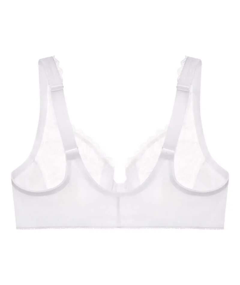 Glamorise WonderWire Front-Closure Stretch Lace Bra - White