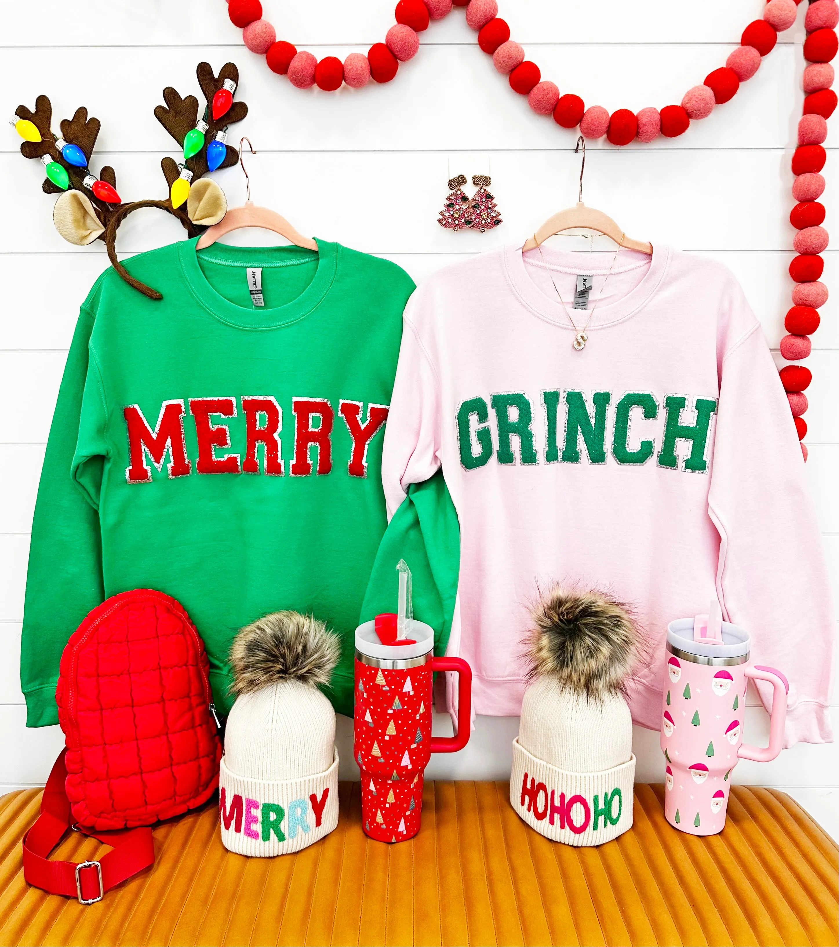 Grinch Textured Letter Sweatshirt