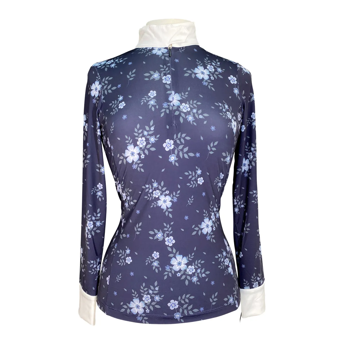 Halter Ego 'Courtney' Long Sleeved Riding Shirt in Navy Floral - Women's Medium