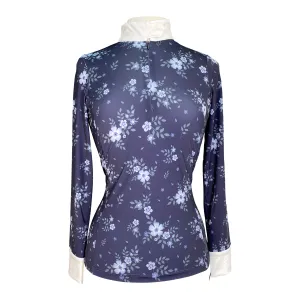 Halter Ego 'Courtney' Long Sleeved Riding Shirt in Navy Floral - Women's Medium