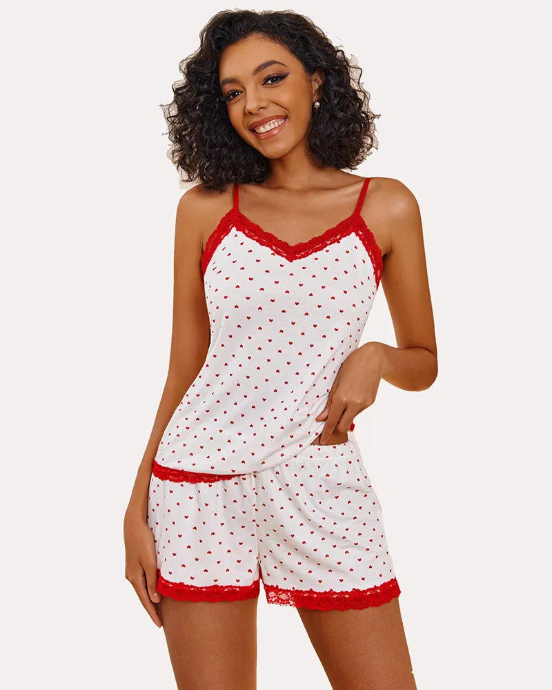 Heart Print Cami Pajama Set