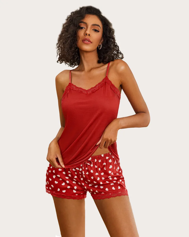 Heart Print Cami Pajama Set