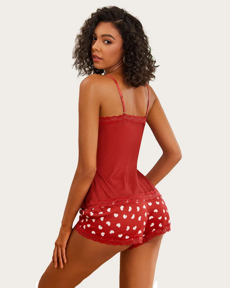 Heart Print Cami Pajama Set