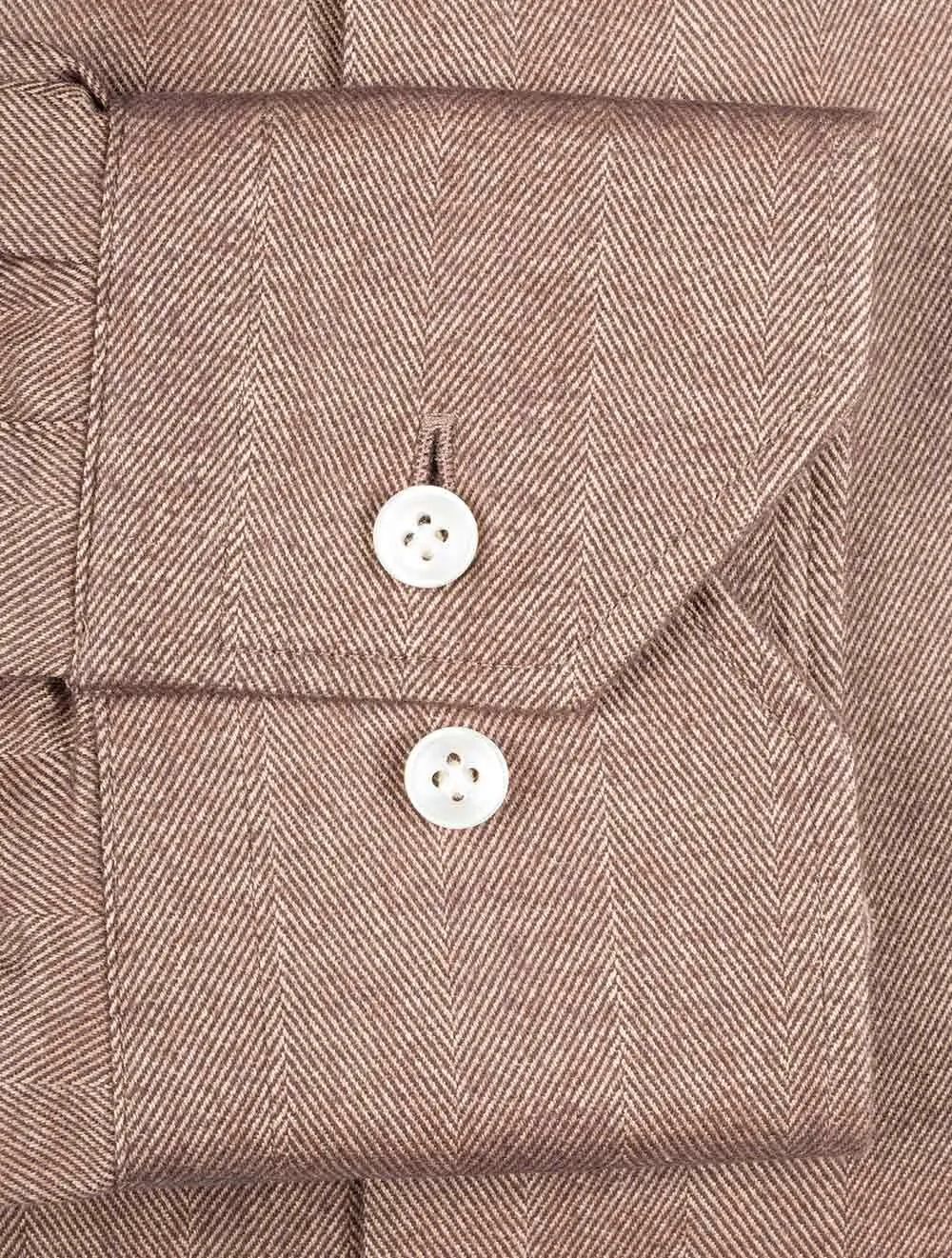 Herringbone Buttondown Shirt Brown