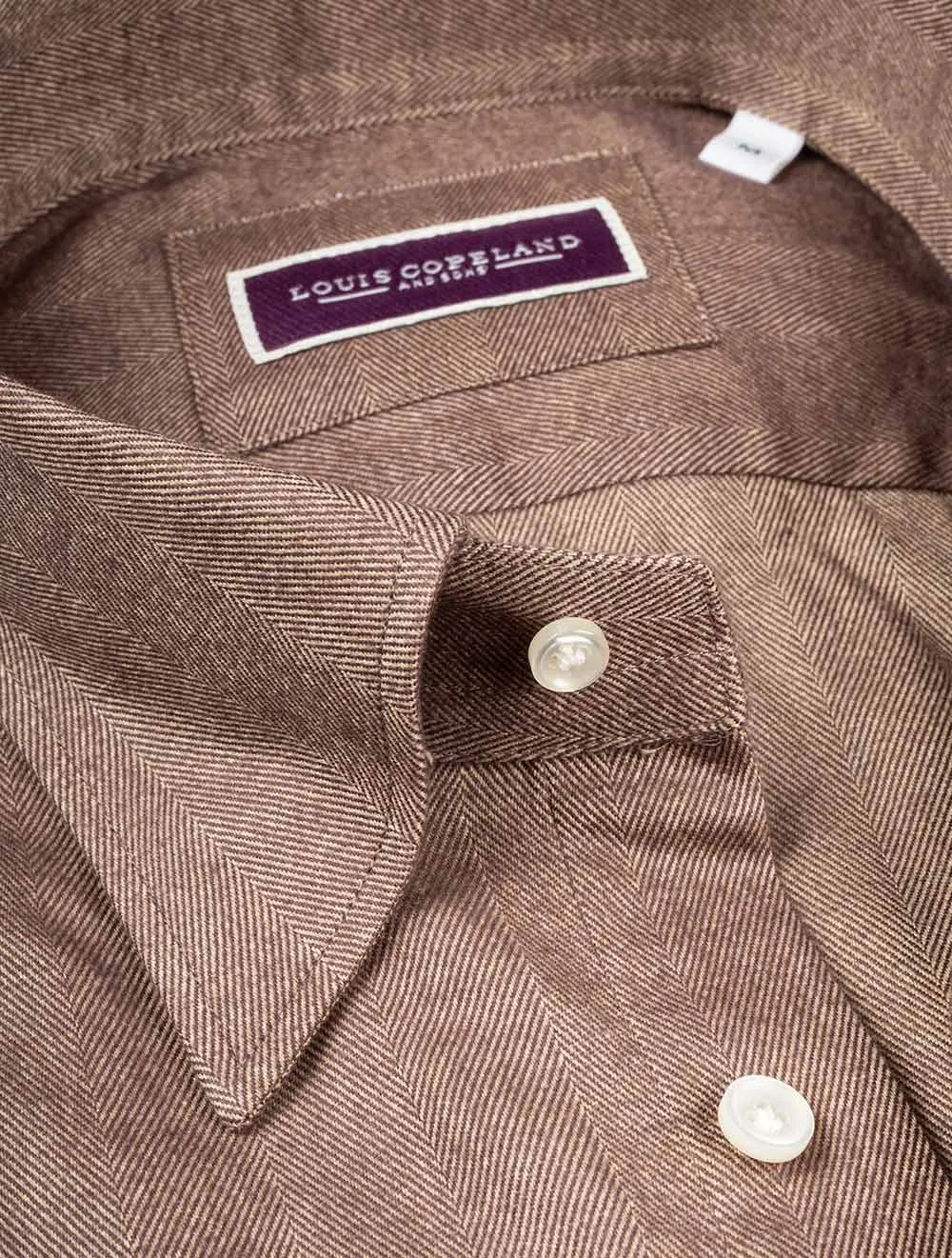 Herringbone Buttondown Shirt Brown