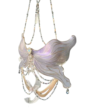 Iridescent Plastic Fairy Wing Bralette with Crystal Details