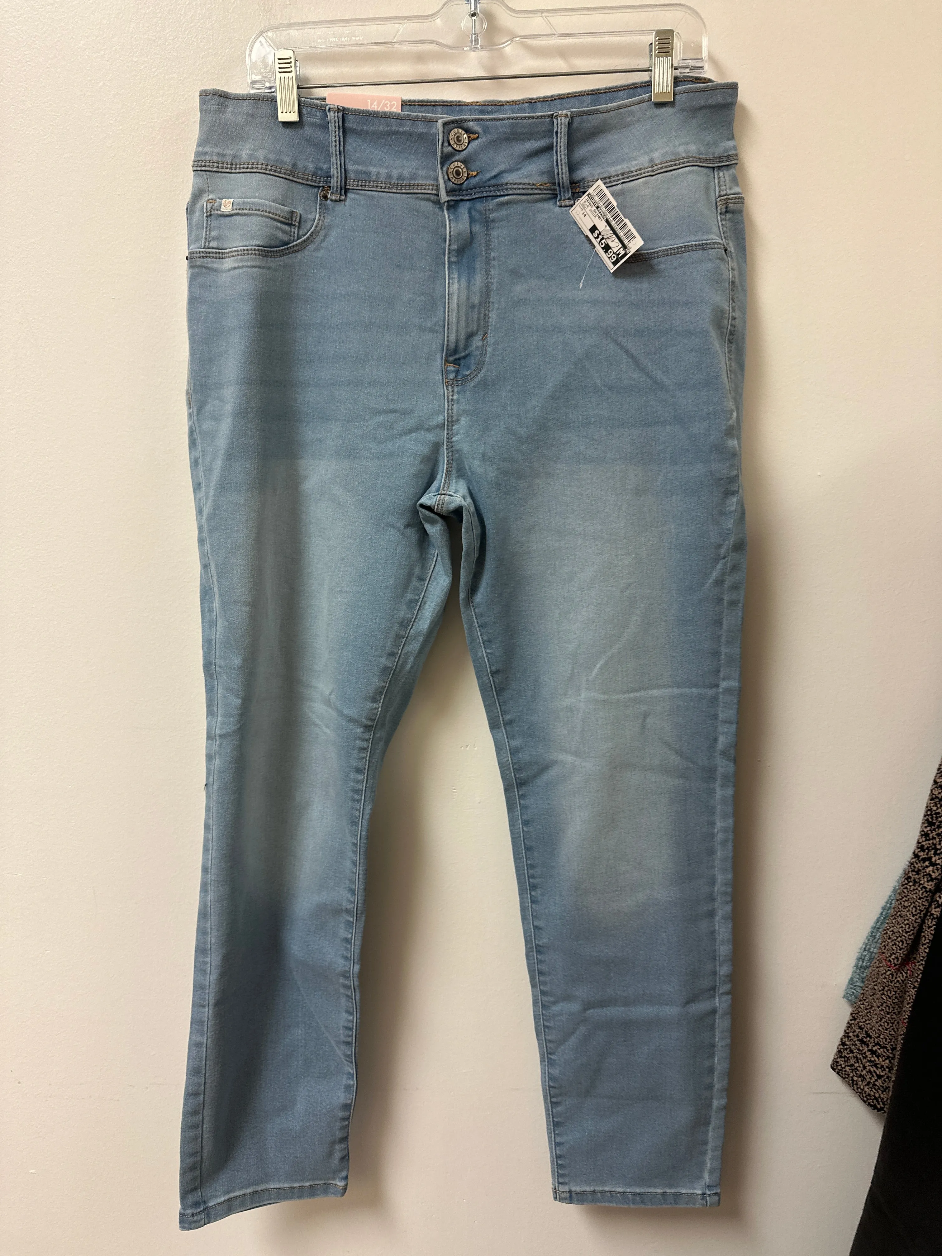 Jeans Skinny By Curve Appeal In Blue Denim, Size: 14
