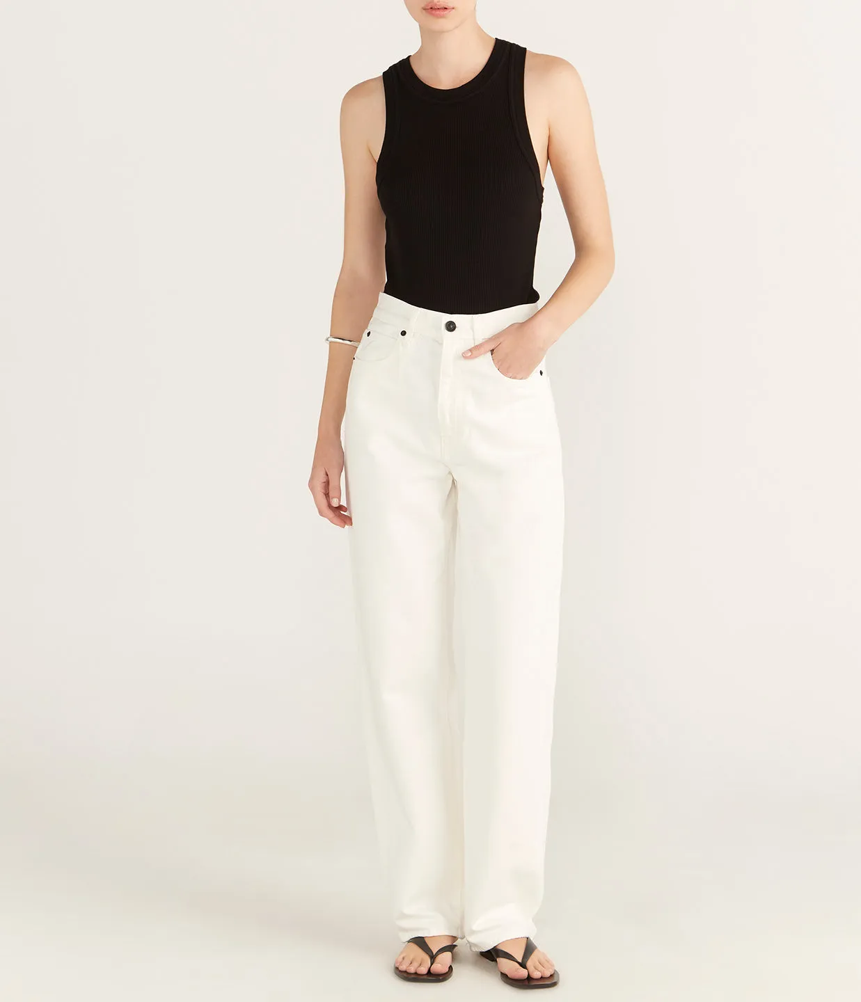 Koko High Rise Straight Jean in White