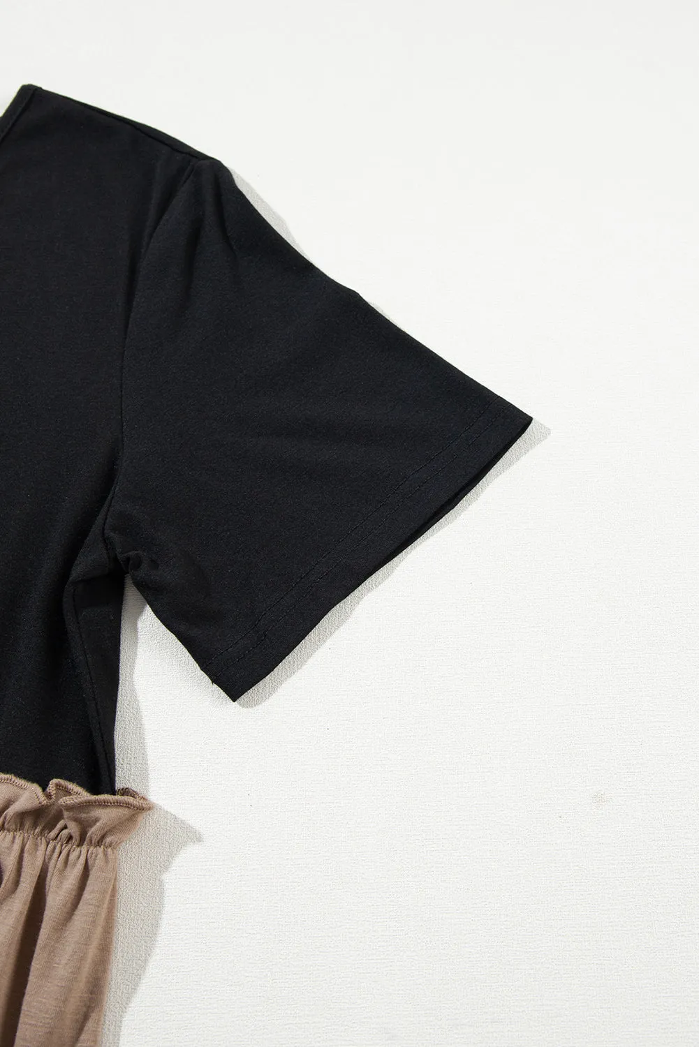 Leopard Print Colorblock Frill Trim T-shirt Dress