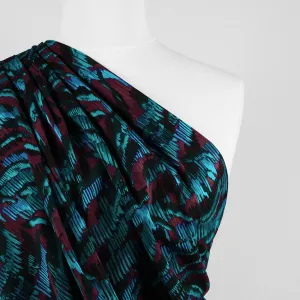 Lima - Petrol Linear Viscose Stretch Woven Twill Fabric Sample