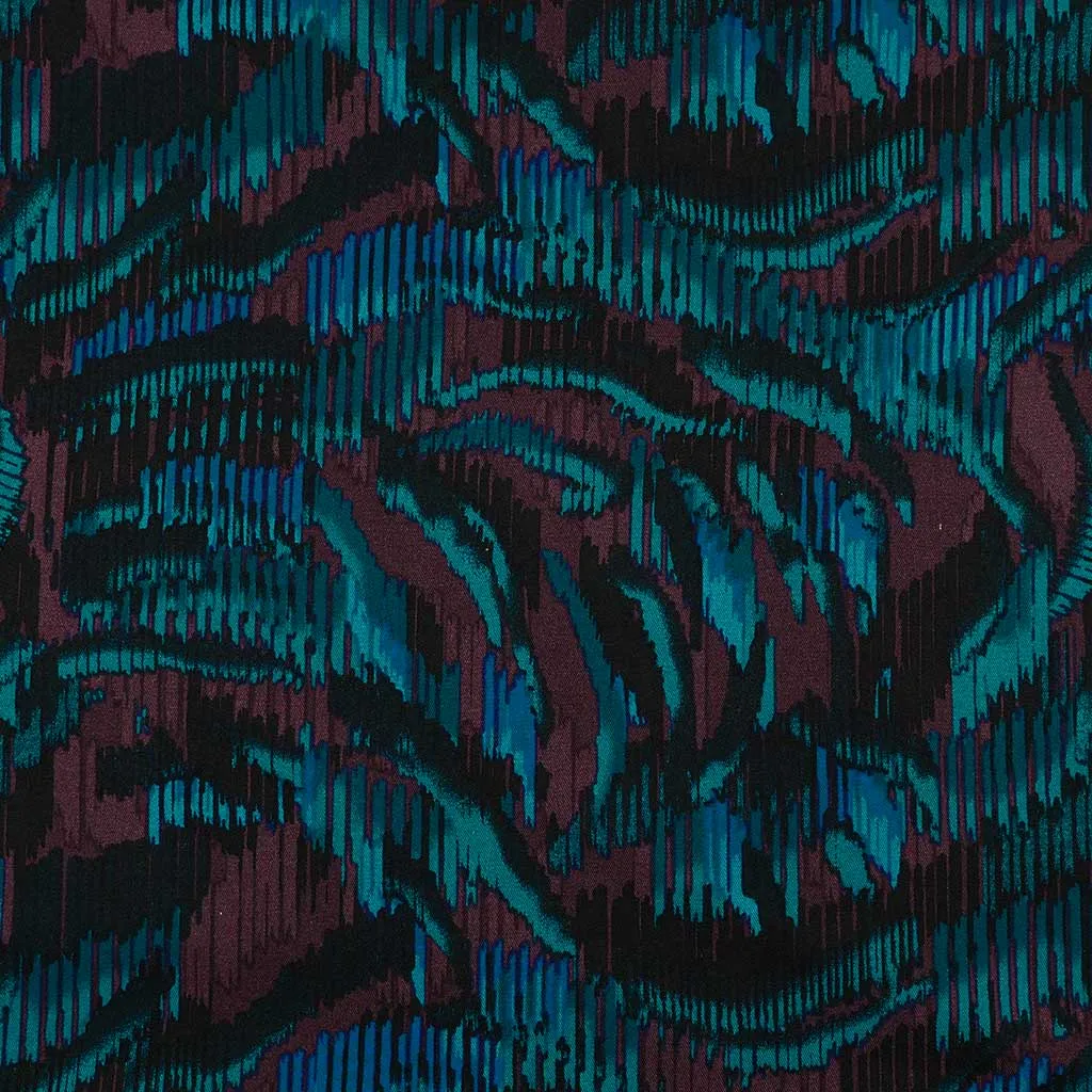 Lima - Petrol Linear Viscose Stretch Woven Twill Fabric Sample